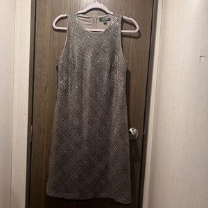 Lauren Ralph Lauren Silver Metallic Sequin Sleeveless Sheath Dress – Size 8